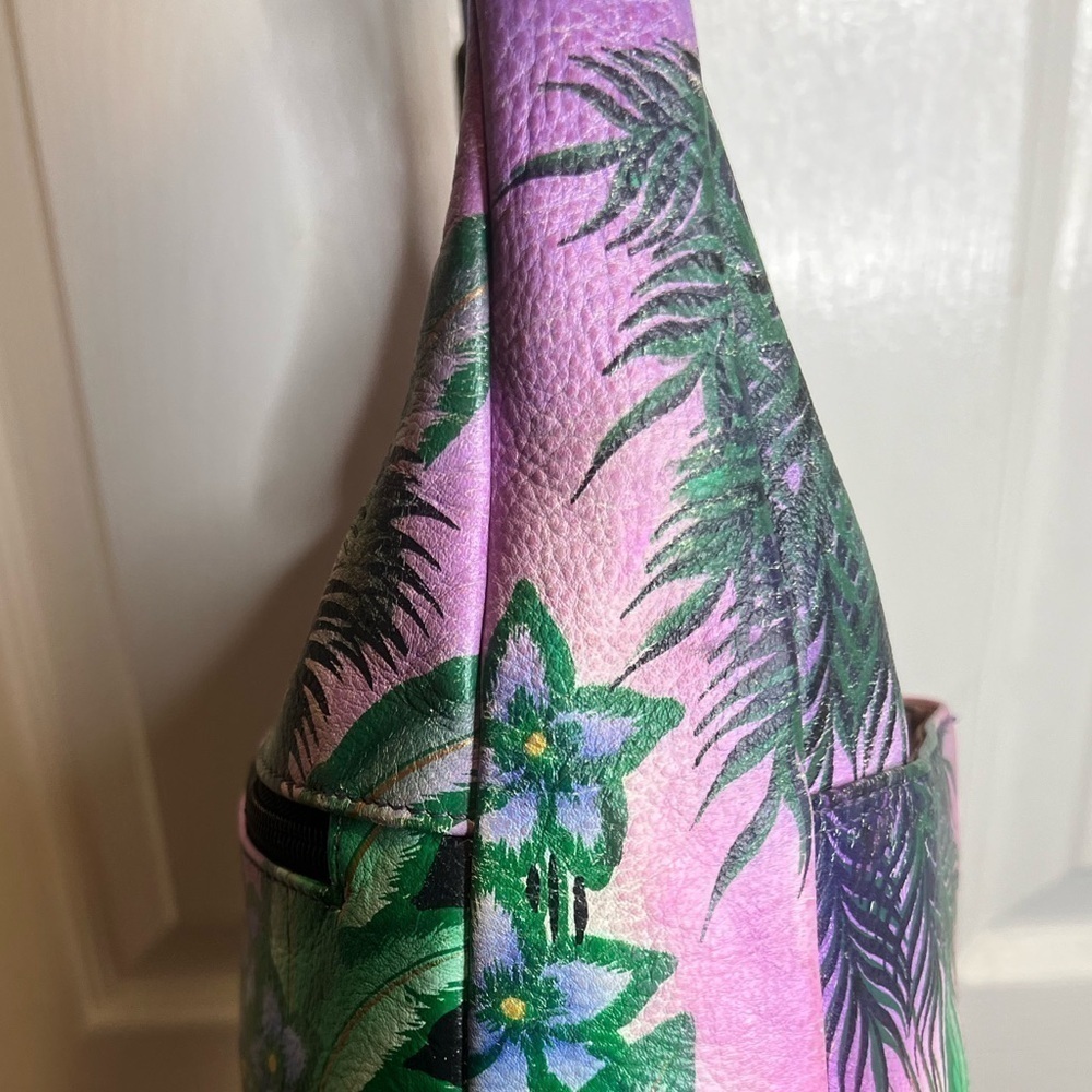 ANUSCHKA 🌷ANNA BY ANUSCHKA LEATHER HAND-PAINTED TRIPLE COMPARTMENT SATCHEL - Picture 8 of 16